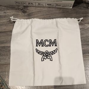 MCM White & Black Lettering Dust Bag 14" X 13" 100% Cotton
